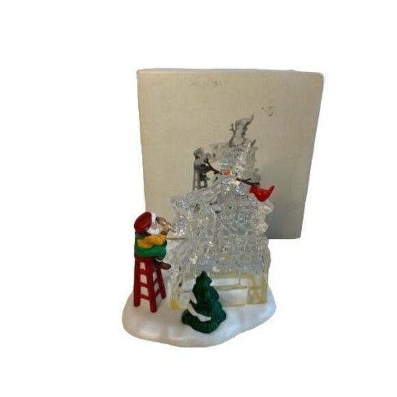 Department 56 A Busy Elf North Pole Sign Ice Sculpture Figurine - Picture 1 of 9